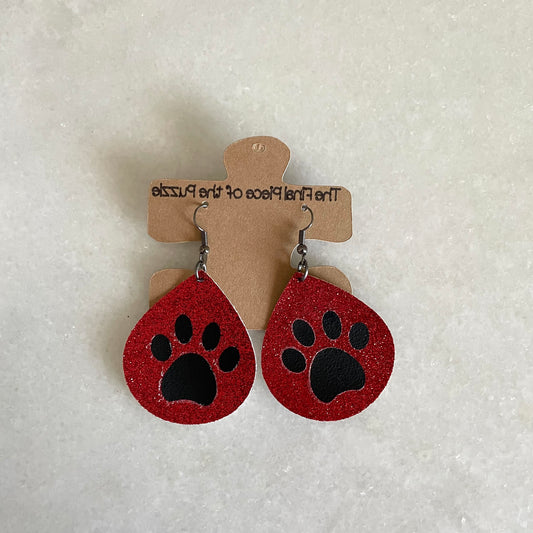 Glitter Paw Dangle Earrings