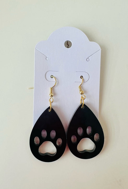 Black Paw Print Dangle